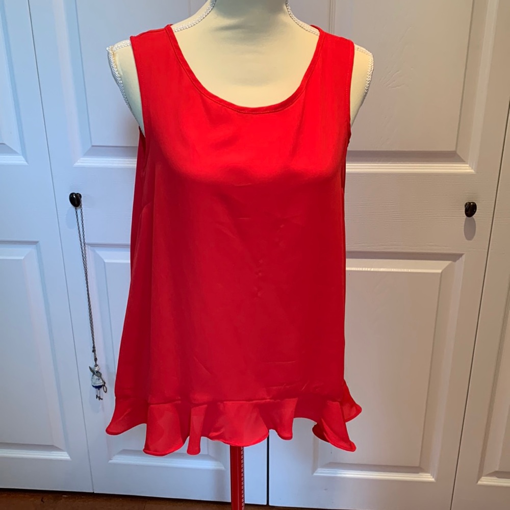 Signature collection size medium red chiffon style ladies top